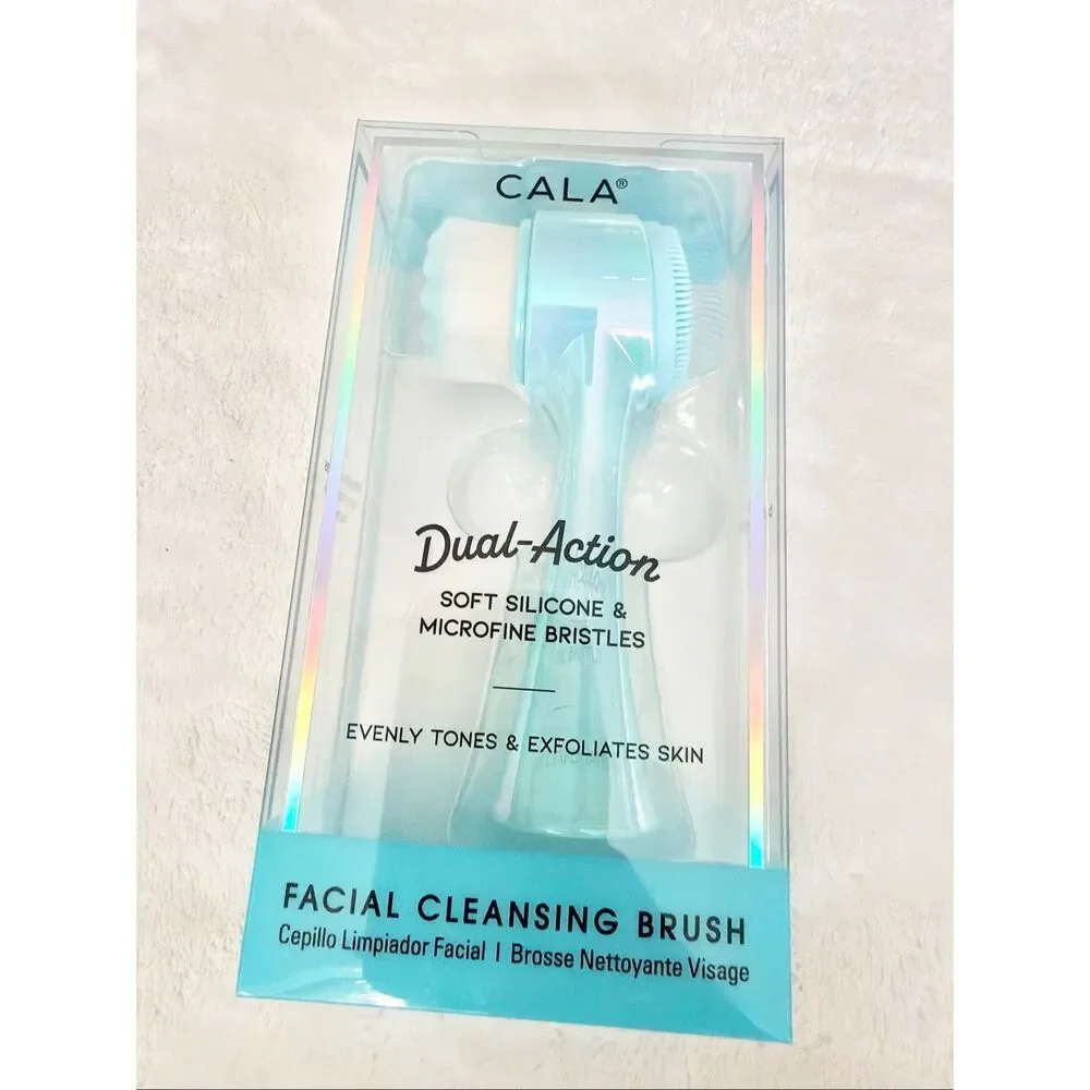 CALA Dual-Action Facial Cleansing Brush Soft Silicone & Microfine Bristles NIB